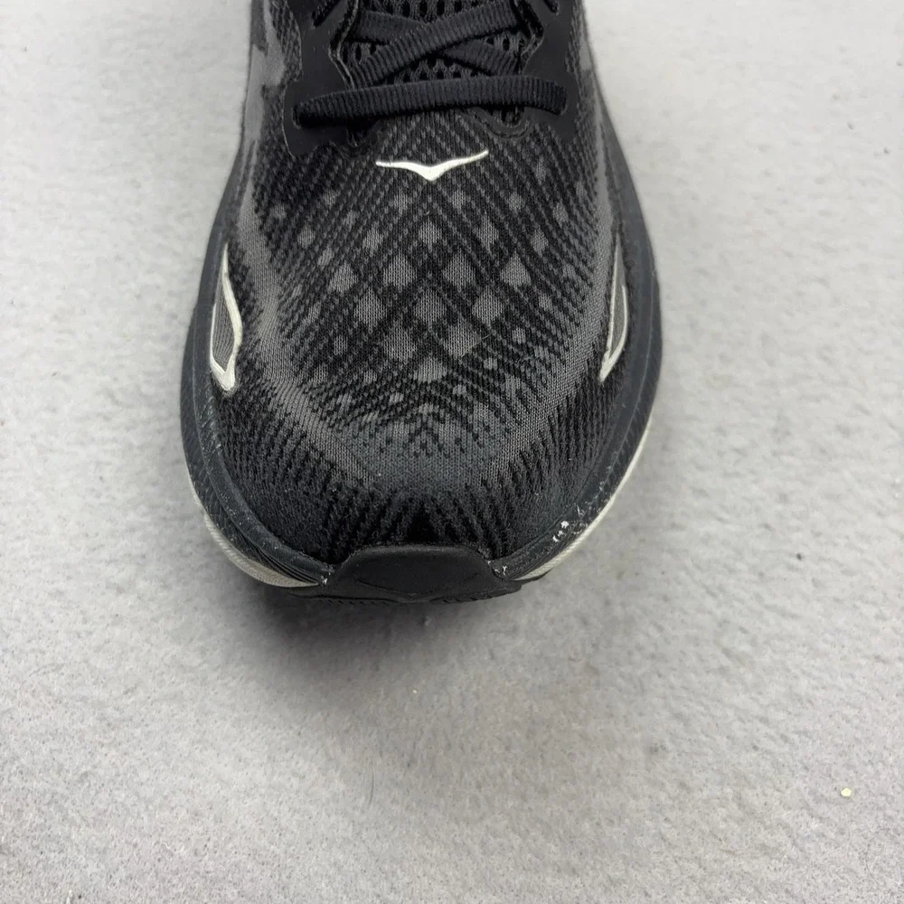 Hoka One One Clifton 9 Running Shoes Mens Size 11.5 Black Cushioned 1127895 BWHT